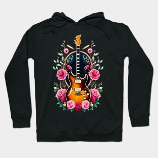 Electric guitar pink flowers 28 Hoodie